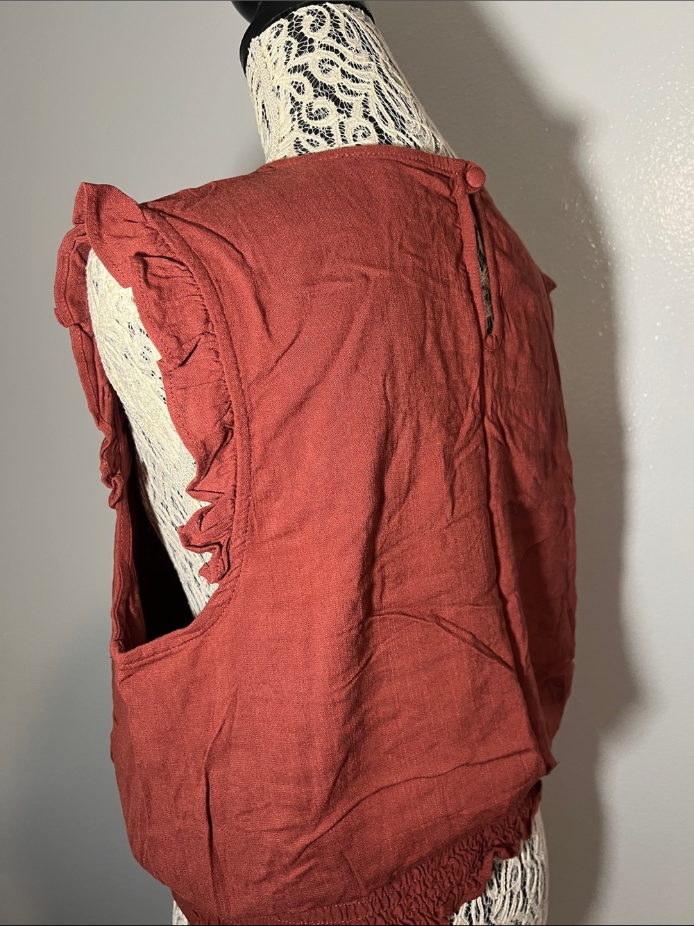 Moa Moa Rust Ruffle Trim Tank Top - Picture 2 of 4